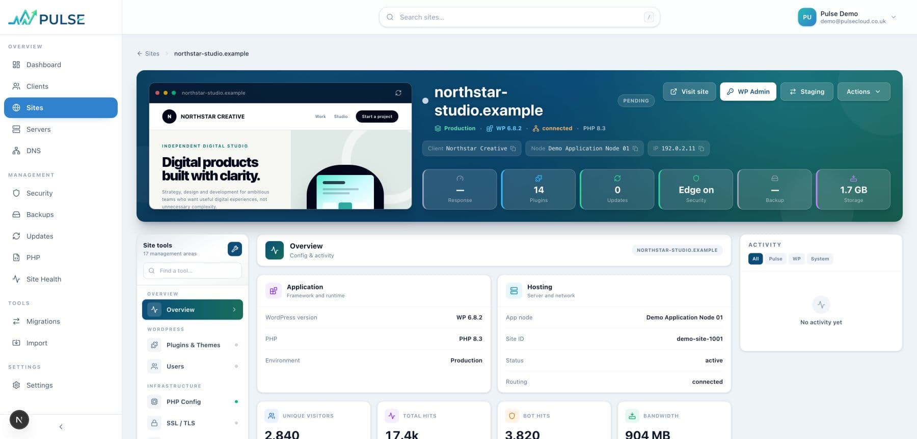 Pulse site workspace for the fictional northstar-studio.example website
